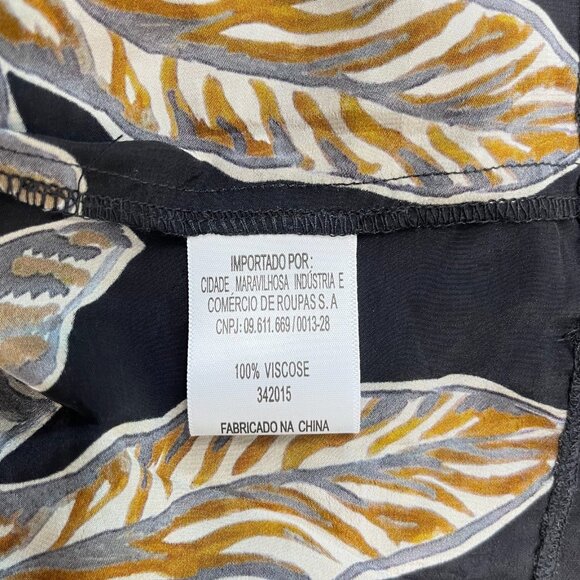 NWOT Farm Rio Maxi Dress Size M Black Print Puff Sleeves Plant Short Sleeve - Picture 13 of 14